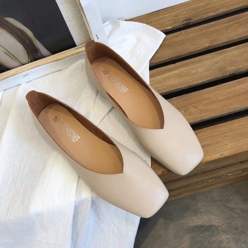 Fashion Low-Heel Non-Slip Square Toe Flat Leather SandalsSandalsFashion-Low-heeled-Non-slip-Shoe-1