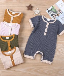 Baby Boy Cotton RompersKidsFashion-Solid-Color-Baby-romper