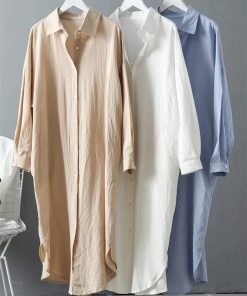 Women’s Spring Full Sleeve Long Shirt DressDressesLong-Sleeve-Women-Long-Shirt-Dre