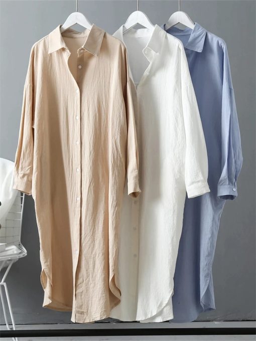 Women’s Spring Full Sleeve Long Shirt DressDressesLong-Sleeve-Women-Long-Shirt-Dre