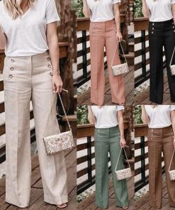 Hot Cotton Linen Wide Leg PantsBottomsPlus-Size-3XL-2019-Summer-New-Ho