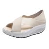 PU Leather Casual Summer SandalsSandalsSandals-Women-2022-Slip-On-Wedge