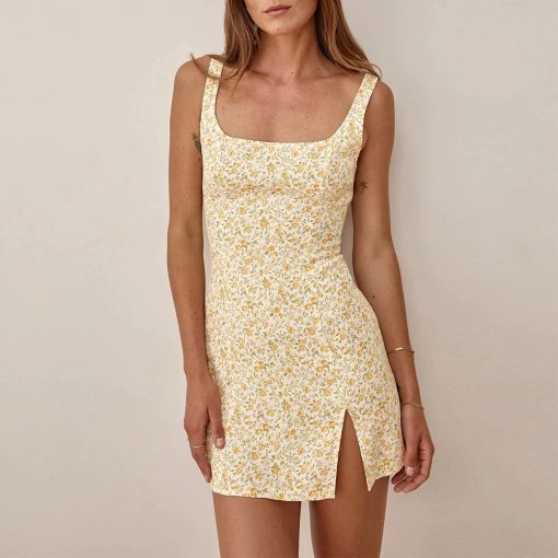 Spring Trendy Floral Print Mini DressDressesSummer-Dress-2021-Beach-Vacation