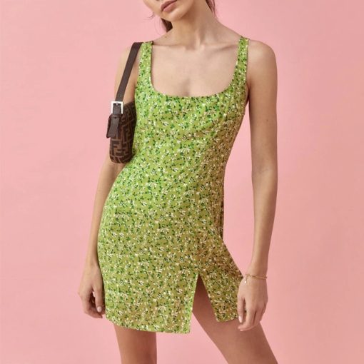 Spring Trendy Floral Print Mini DressDressesSummer-Dress-2022-Beach-Vacation