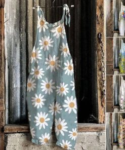 Floral Print Sling Design JumpsuitsSwimwearsWomen-Jumpsuit-Flower-Printed-Sl