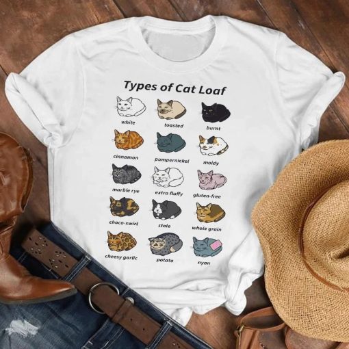Types Of Cat Loaf Tees-ShirtsTopsWomen-Lady-Cat-Pet-Funny-Kawaii