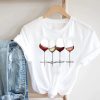 Wine Glass Printed Cotton Tees-ShirtsTopsWomen-Printing-Clothing-Wine-Lad