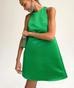 A-Line Casual Solid Mini DressDressesWomen-Satin-Vest-Mini-Dress-2022
