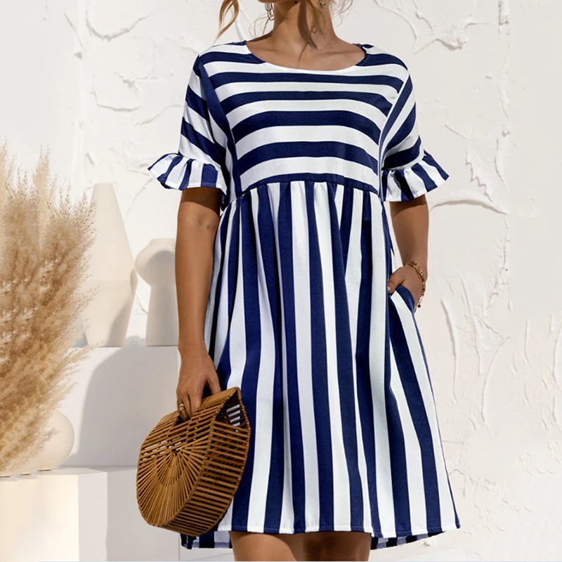 A-Line Striped Casual Summer Dress – Miggon
