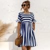 A-Line Striped Casual Summer DressDressesWomen-Summer-Dress-Cute-Loose-St-3