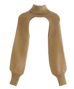 Women’s Turtleneck Long Sleeve Knitting SweaterTopskhaki-1