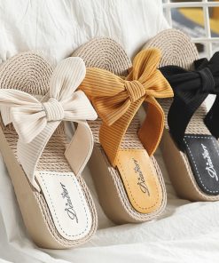 New Fashion Platform Hemp Bow Wedge SandalsSandalsmainimage02021-Summer-New-Fashion-Platform-Hemp-Bow-Wedges-Women-Slippers-Indoor-Outdoor-Beach-Slides-High-Heels