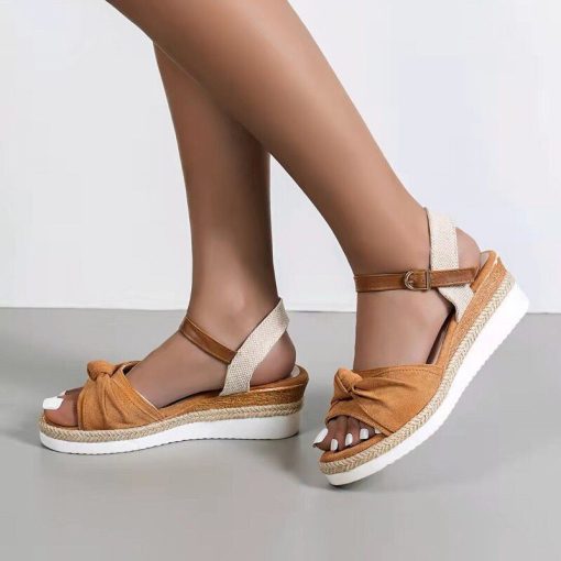 Summer Gladiator Trendy SandalsSandalsmainimage02022-Summer-Sandals-Women-Platform-Sandals-Buckle-Fashion-Flat-High-Heel-Shoes-Bowknot-Ankle-Strap-Ladies