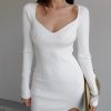 Sexy Slit Mini DressDressesmainimage0Elegant-White-Sweater-Dress-Women-V-Neck-Long-Sleeve-Knitted-Bodycon-Dress-Sexy-Slit-Mini-Dress