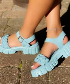 New Summer Diamond Lattice SandalsSandalsmainimage0Elegant-Women-Leather-Sandals-2022-New-Summer-Diamond-Lattice-Sandals-Casual-Velcro-Flat-Bottom-Platform-Sandals