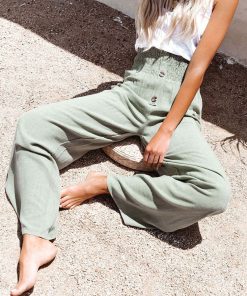 Elegant Wide Leg Straight PantsBottomsmainimage0Female-Elegant-Wide-Leg-Straight-Pant-2022-Spring-Buttoned-High-Waist-Loose-Trousers-Women-Chic-Solid