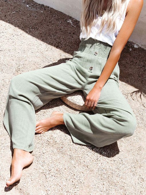 Elegant Wide Leg Straight PantsBottomsmainimage0Female-Elegant-Wide-Leg-Straight-Pant-2022-Spring-Buttoned-High-Waist-Loose-Trousers-Women-Chic-Solid
