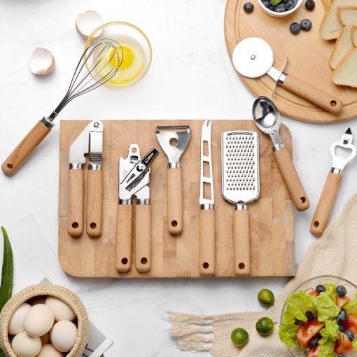 Wooden Handle Stainless Steel Multifunctional Kitchen Accessories SetGadgetsmainimage0Kitchen-Tool-Wooden-Handle-Stainless-Steel-Multifunctional-Kitchen-Accessories-Set-Simple-Modern-Style-Home-Baking-Supplies