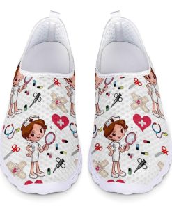 Women’s New Cartoon Nurse Doctor Print SneakersFlatsmainimage0New-Cartoon-Nurse-Doctor-Print-Women-Sneakers-Slip-on-Light-Mesh-Shoes-Summer-Breathable-Flats-Shoes