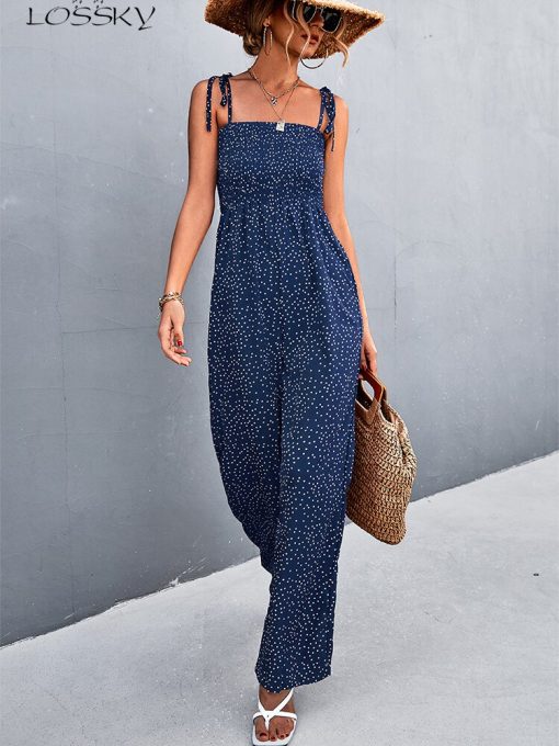 Summer Polka Dot Print JumpsuitsDressesmainimage0Summer-Polka-Dot-Print-Jumpsuit-Women-Elegant-Wide-Leg-Jumpsuits-Long-Rompers-Sleeveless-Backless-Sexy-Outfits