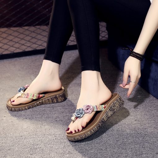 Women’s Non-Slip SlippersFlatsmainimage13cm-High-Heel-Women-Summer-Seaside-Non-slip-Wear-resistant-Platform-Sandals-Wedge-Heel-High-heeled