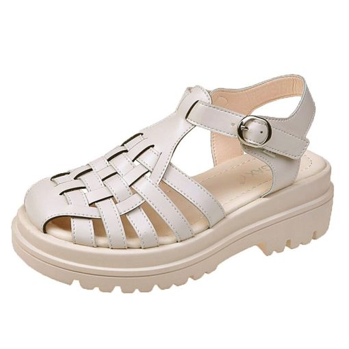 Women’s Breathable Gladiator SandalsSandalsmainimage1Fashion-Womens-Shoes-2021-Beige-Heeled-Sandals-Breathable-Cross-Cross-Shoes-Clogs-Wedge-Luxury-Black-Summer