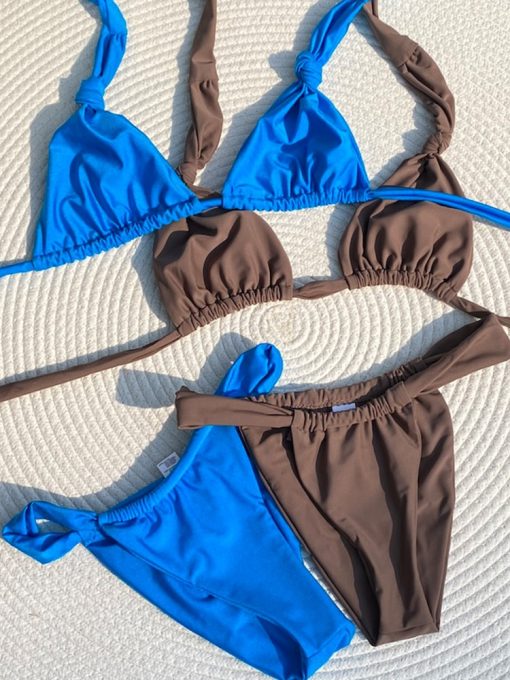 Sexy Halter Bikini SetSwimwearsmainimage1Miyouj-Pleasted-Bikinis-Colaless-Swimsuit-Triangle-Bikini-Set-Women-Swimwear-Halter-Bathing-Suits-Bandage-Beachwear-Brazilian