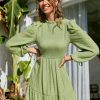 Summer Casual Puff Sleeve Mini SundressDressesmainimage1Simplee-Office-smock-ruffle-women-spring-dress-green-Holiday-high-waist-lace-up-sundress-short-Causal-1