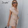 Sleeveless Pockets Belt RomperSwimwearsmainimage1Simplee-Pure-color-sleeveless-pockets-belt-romper-Single-breasted-cool-jumpsuit-romper-High-street-overall-fashion