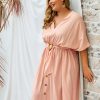 Plus Size Dress Wrap Casual DressDressesmainimage1WYWMY-Pink-Plus-Size-Dress-Fashion-Waistband-Wrap-Casual-Dresses-Elegant-Office-Women-2021-Summer-Beach