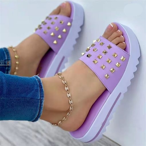 Women’s Platform Summer Sandals-SlippersSandalsmainimage22022-Large-Size-Rivets-Women-s-Slippers-Platform-Sandals-Summer-Women-s-Shoes-Flat-Slippers-Women