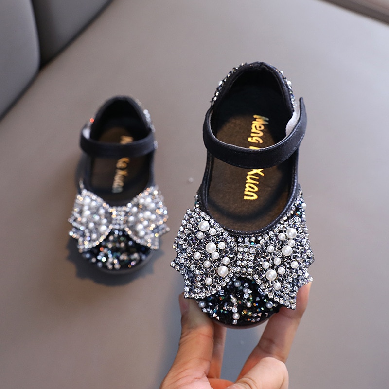 New Trendy Rhinestone Bow Baby Girl Shoes – Miggon