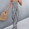 Elegant Strapless Long JumpsuitsDressesmainimage2Summer-Elegant-Strapless-Jumpsuit-Long-Women-Fashion-Black-Striped-Overalls-Wide-Leg-Rompers-Backless-Sexy-Outfits