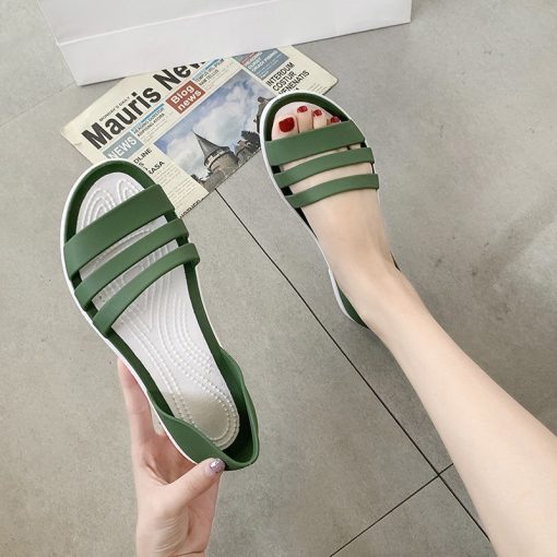 Candy Color Anti-Slip Comfortable Flat SlippersSandalsmainimage2Women-Summer-Flat-Sandals-2020-Open-Toed-Slides-Slippers-Candy-Color-Casual-Beach-Outdoot-Female-Ladies