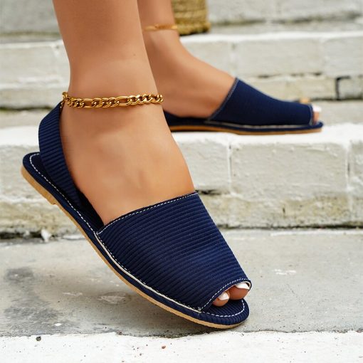 Casual Peep Toe Trendy SandalsSandalsmainimage2Women-s-Shoes-2022-Slippers-Peep-Toe-Stretch-Fabric-Round-Toe-Elegant-Ladies-Slip-on-Slides