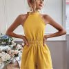 Women’s Summer Casual Short JumpsuitDressesmainimage2Women-s-Summer-Jumpsuit-Short-Casual-Halter-Bandage-Solid-Rompers-Playsuits-Backless-Yellow-Sexy-Outfits-For