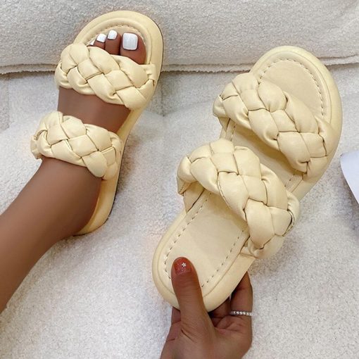 Women’s Comfortable SlippersSandalsmainimage32021-Hand-woven-Women-s-Slippers-Summer-Fashion-Ladies-Sandals-Comfortable-Platform-Beach-Shoes-Flip-flops
