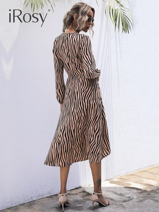 V-Neck Trendy Zebra Print Midi DressDressesmainimage32022-Fashion-Women-Fall-Wrap-Dresses-Long-Sleeve-V-Neck-Clothes-Office-Elegant-Midi-Frocks-for