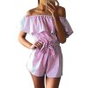 Off Shoulder Casual Sexy JumpsuitsDressesmainimage3Ruffles-Slash-Off-Shoulder-Beach-Playsuits-Summer-Women-Striped-Jumpsuits-Girls-Sexy-Casual-Rompers-with-Belts