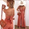 Backless Cotton JumpsuitDressesmainimage3Spring-and-Summer-Fashion-Straps-Sexy-V-neck-Open-Back-Bow-Loose-One-piece-Trousers-Sexy