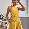 Women’s Summer Casual Short JumpsuitDressesmainimage3Women-s-Summer-Jumpsuit-Short-Casual-Halter-Bandage-Solid-Rompers-Playsuits-Backless-Yellow-Sexy-Outfits-For