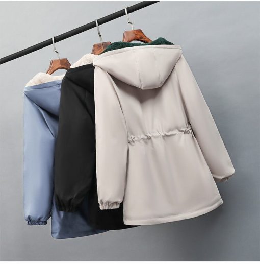 Hot Sale Women’s CoatTopsmainimage42022-New-Women-Jackets-Zipper-Pockets-Casual-Long-Sleeves-Coats-Winter-Hooded-Jacket-Windbreaker-Female-Basic