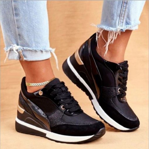 Golden Wedge Comfortable SneakersFlatsmainimage4Brand-Design-New-Women-Casual-Shoes-Height-Increasing-Sport-Wedge-Shoes-Air-Cushion-Comfortable-Sneakers-Zapatos