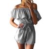 Off Shoulder Casual Sexy JumpsuitsDressesmainimage4Ruffles-Slash-Off-Shoulder-Beach-Playsuits-Summer-Women-Striped-Jumpsuits-Girls-Sexy-Casual-Rompers-with-Belts