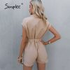 Sleeveless Pockets Belt RomperSwimwearsmainimage4Simplee-Pure-color-sleeveless-pockets-belt-romper-Single-breasted-cool-jumpsuit-romper-High-street-overall-fashion