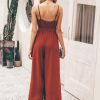 V-neck Split Spaghetti Strap Long JumpsuitsSwimwearsmainimage4Simplee-Sexy-floral-print-jumpsuits-women-V-neck-split-spaghetti-strap-lace-up-long-overalls-Summer
