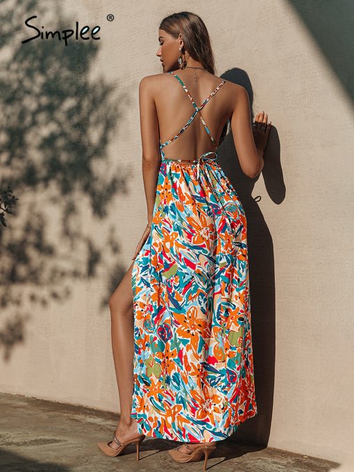 Sexy Summer Holiday Maxi Long DressDressesmainimage4Simplee-Sexy-holiday-print-straps-backless-summer-party-dress-women-High-waist-lace-up-split-maxi