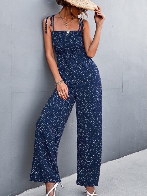 Summer Polka Dot Print JumpsuitsDressesmainimage4Summer-Polka-Dot-Print-Jumpsuit-Women-Elegant-Wide-Leg-Jumpsuits-Long-Rompers-Sleeveless-Backless-Sexy-Outfits