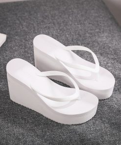 Thick Sole Beach SlippersSandalsmainimage52022-High-heeled-Shoes-Lady-House-Slippers-Platform-Slides-Low-on-A-Wedge-Rubber-Flip-Flops