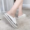 Women’s Flat Platform Round Toe Half SneakersFlatsmainimage5LazySeal-Flat-Platform-Crystals-Round-Toe-Slippers-Women-Summer-Diamond-Mules-Rhinestone-Shoes-Flip-Flops-Slides